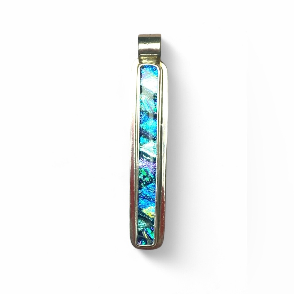 925 Sterling Silver Vertical Rectangular Iridesce… - image 2